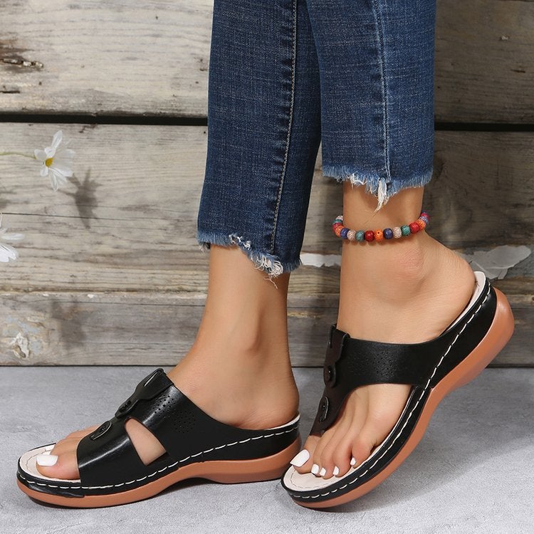 Style Clip Toe Casual Large Size Shoes Women'S Wedge Flat Beach Sandals And Slippers Women'S - Image 5